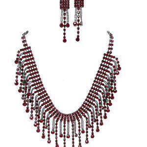 Show Special!💋 Ruby Red  Crystal Necklace Set